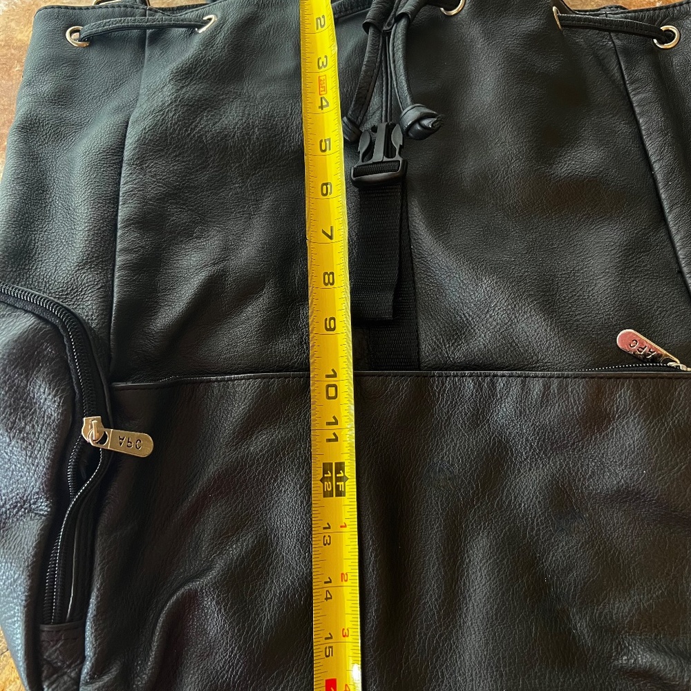 Leather Extra Large Backpack Never Used Black Peb… - image 7